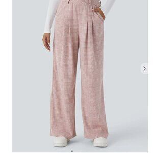 HALARA Pink Plaid Wide Leg Pants